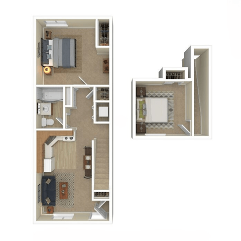 Floor plan for 2 beds, 1 bath